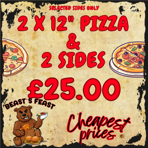 Two Pizzas & Two Sides